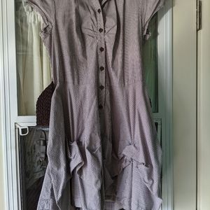 Brown and white pinstripe dress size xL